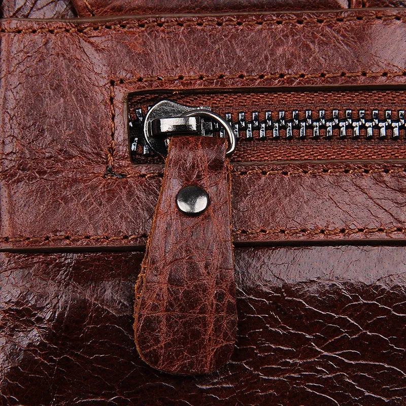 YAAGLE Men's Vintage Real Leather Flap Messenger Bag YG7338