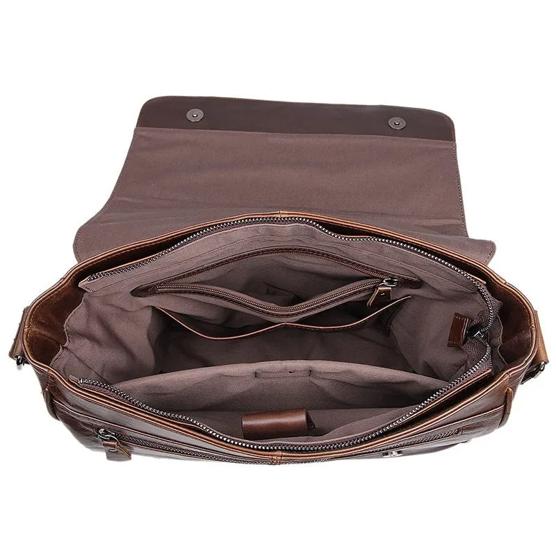 YAAGLE Men's Vintage Real Leather Flap Messenger Bag YG7338