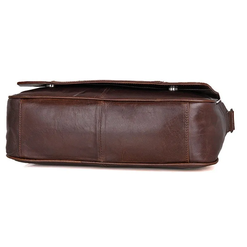 YAAGLE Men's Vintage Real Leather Flap Messenger Bag YG7338