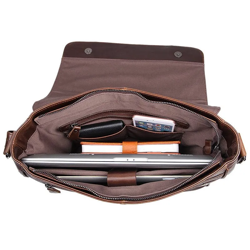 YAAGLE Men's Vintage Real Leather Flap Messenger Bag YG7338