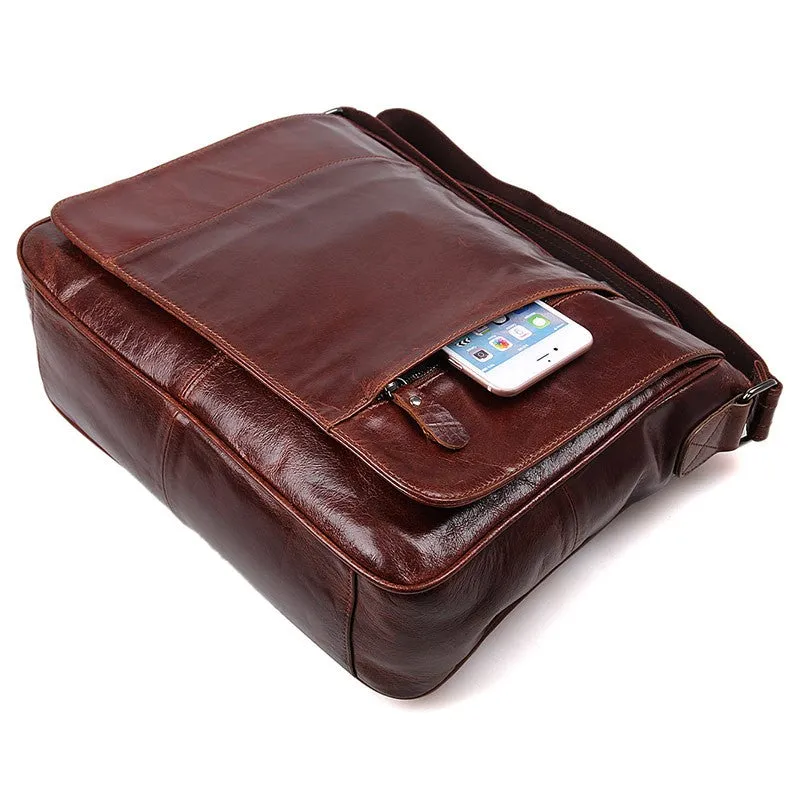 YAAGLE Men's Vintage Real Leather Flap Messenger Bag YG7338