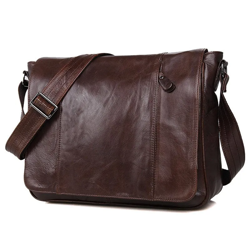 YAAGLE Men's Vintage Real Leather Flap Messenger Bag YG7338