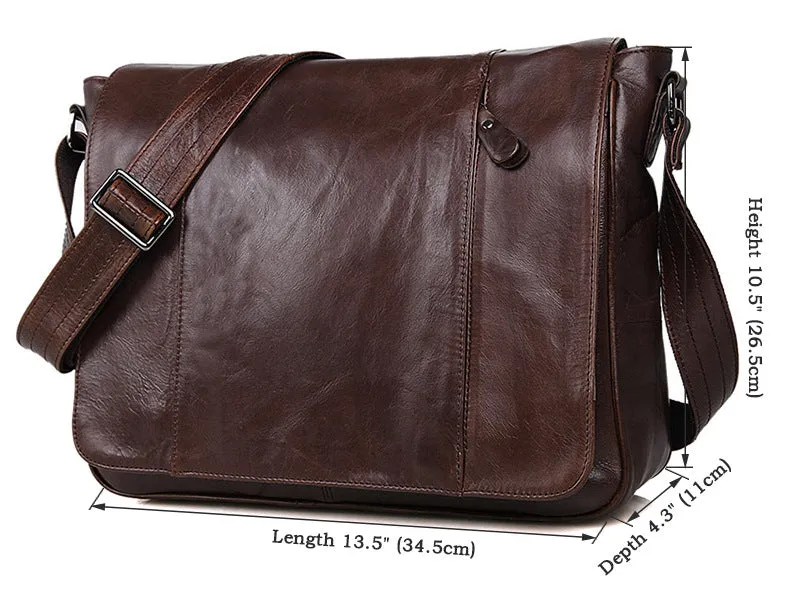 YAAGLE Men's Vintage Real Leather Flap Messenger Bag YG7338