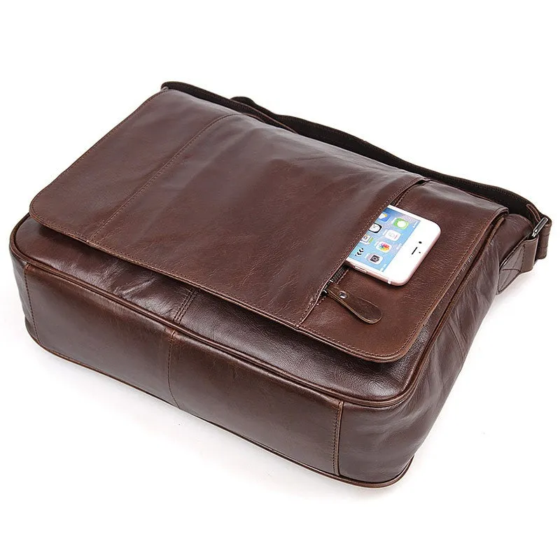 YAAGLE Men's Vintage Real Leather Flap Messenger Bag YG7338