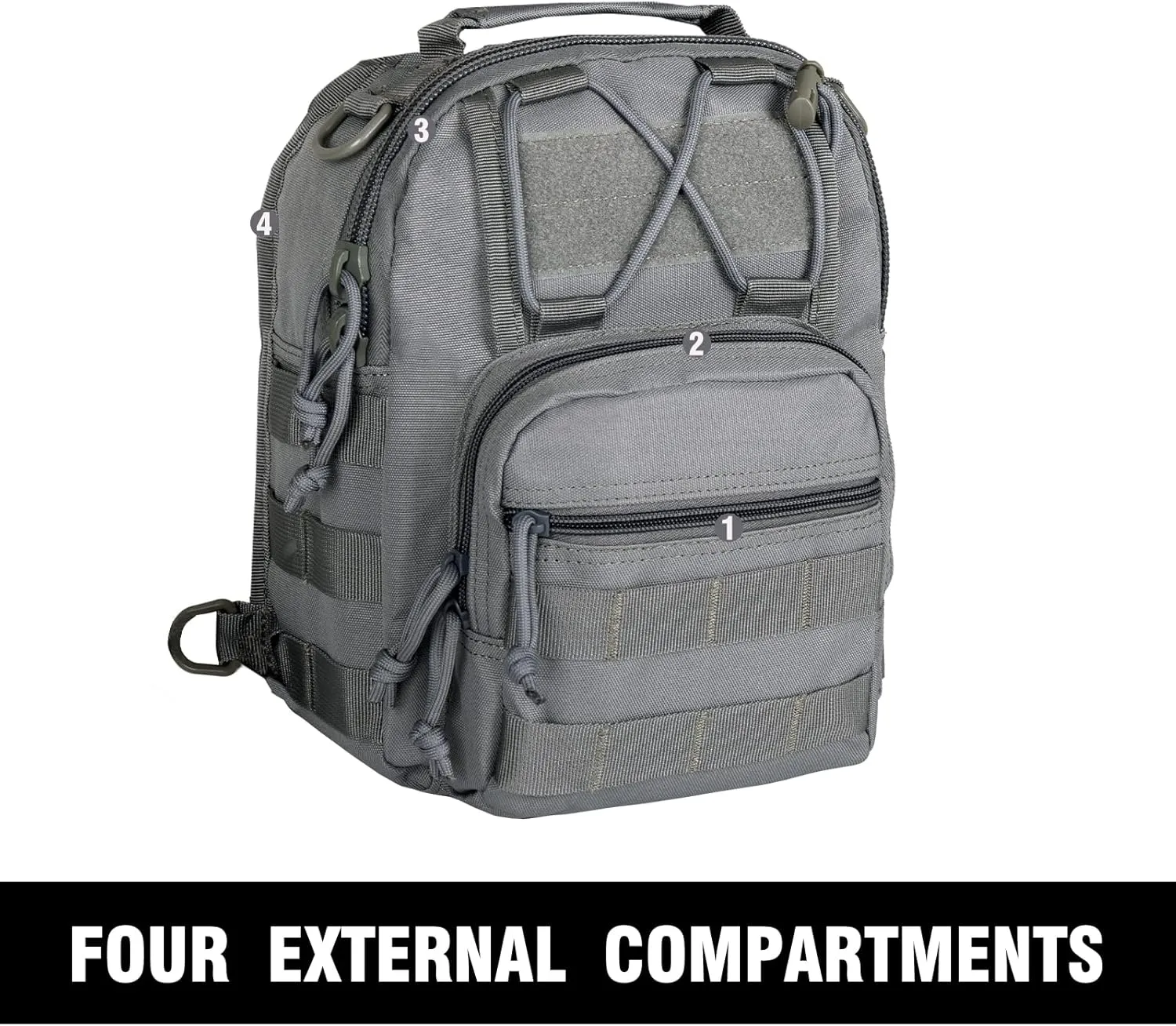 YAKEDA Tactical EDC Backpack Military Sling Backpack Shoulder Bag for Travel,Outdoor,Hiking, (Gray) 10.24 * 8.27 * 4.33 inches