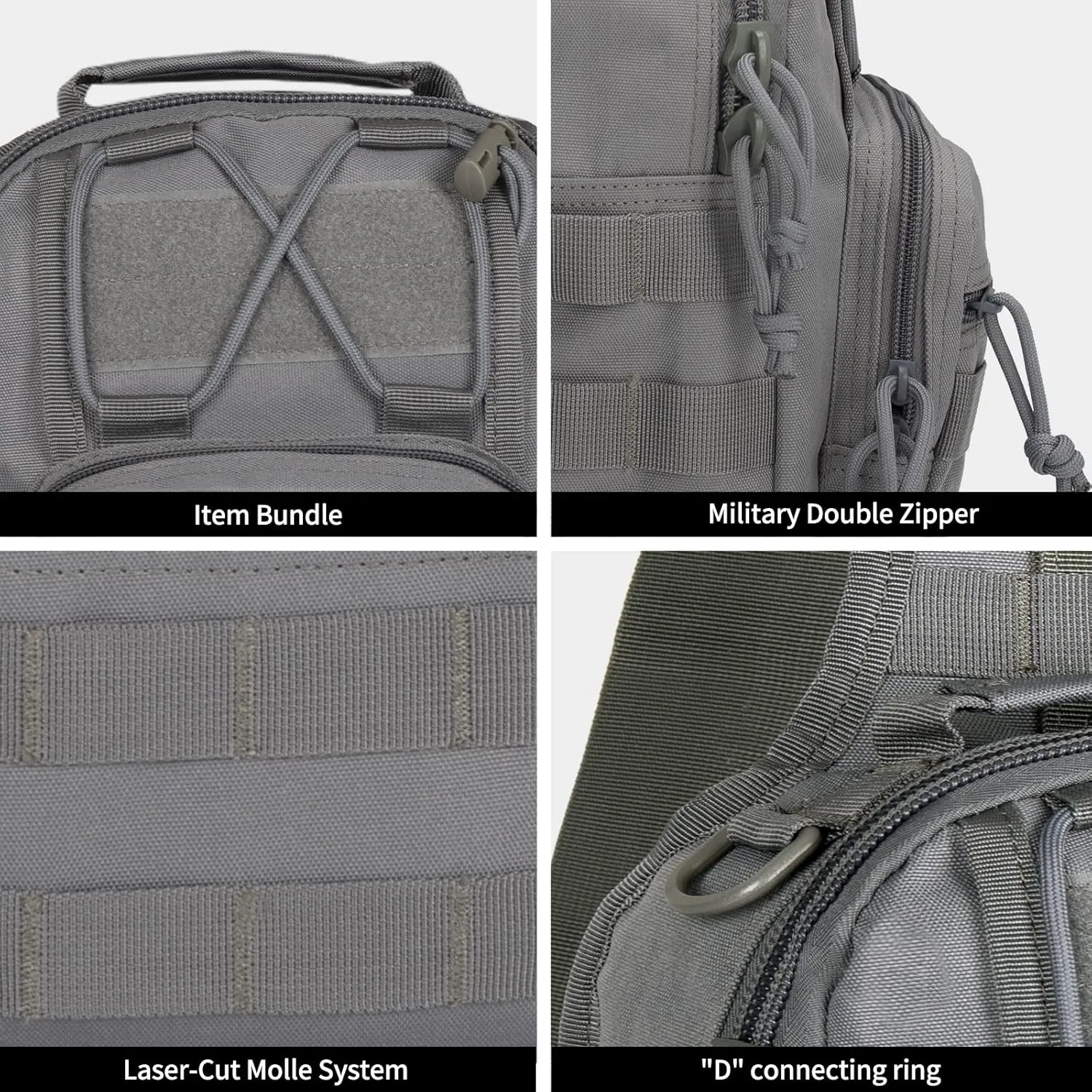 YAKEDA Tactical EDC Backpack Military Sling Backpack Shoulder Bag for Travel,Outdoor,Hiking, (Gray) 10.24 * 8.27 * 4.33 inches