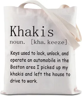ZJXHPO Boston Tote Bag Boston Accent Gift Khakis Definition Reusable Grocery Shopping Bag New England Shoulder Bag
